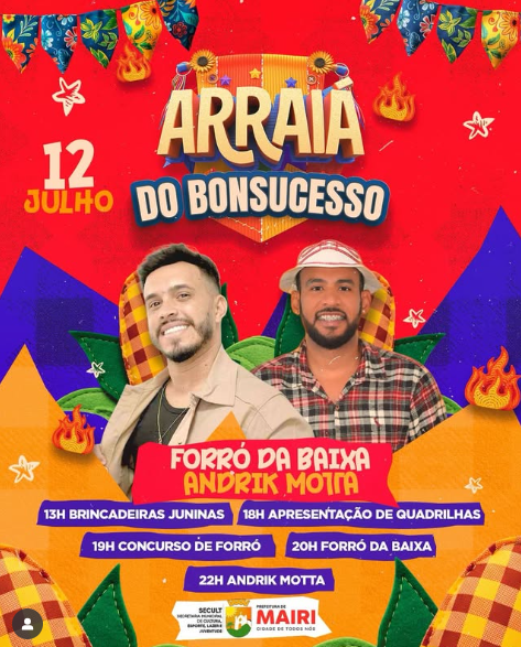 Comunidade do Bonsucesso realizará Arraiá no dia 12 de julho