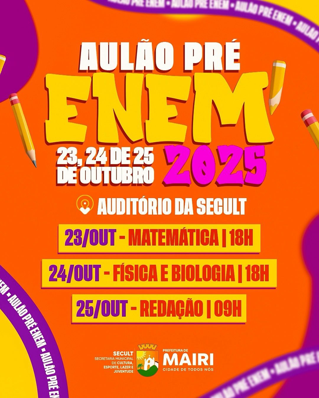 Coordenação Municipal da Juventude realiza Aulão Pré-ENEM 2025 em Mairi